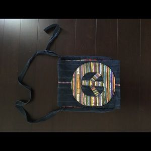 Boho peace sign cross body bag
